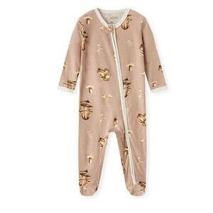 NWT MILKBARN Mushroom Print Organic Cotton Zipper Footed Romper 0-3 mos Unisex